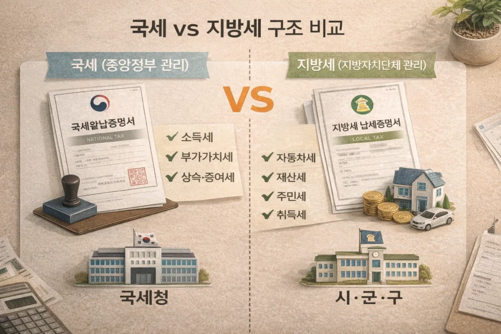 difference between national tax and local tax in Korea