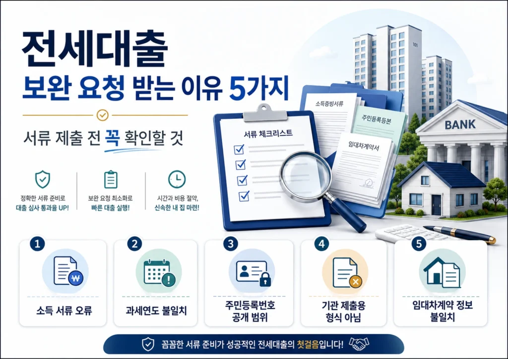 전세대출 서류 제출 후 보완 요청을 받는 대표적인 이유 5가지